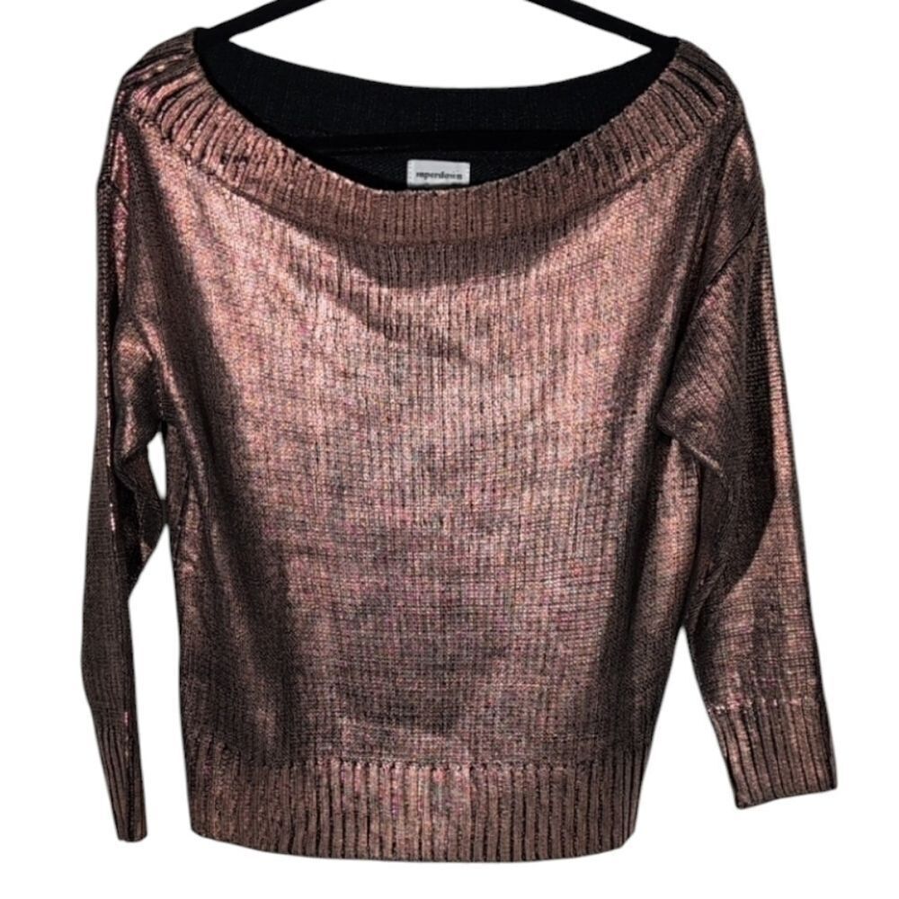 superdown Shiny Rose Off-the-Shoulder Sweater